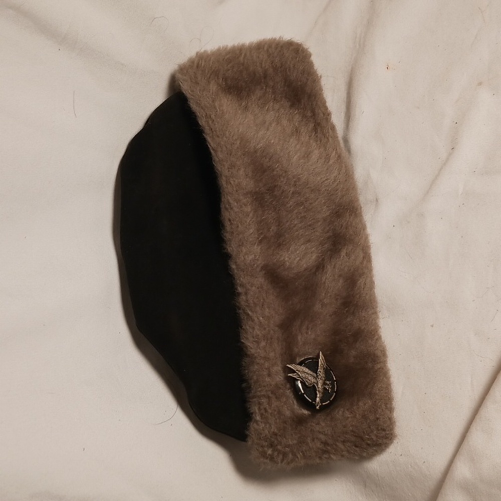 Military-style Cap Hat with Ear Flaps and Eagle Emblem